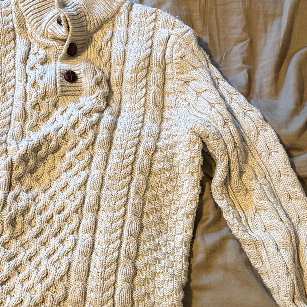 LL Bean Cream fishman men’s sweater - Picture 5 of 7